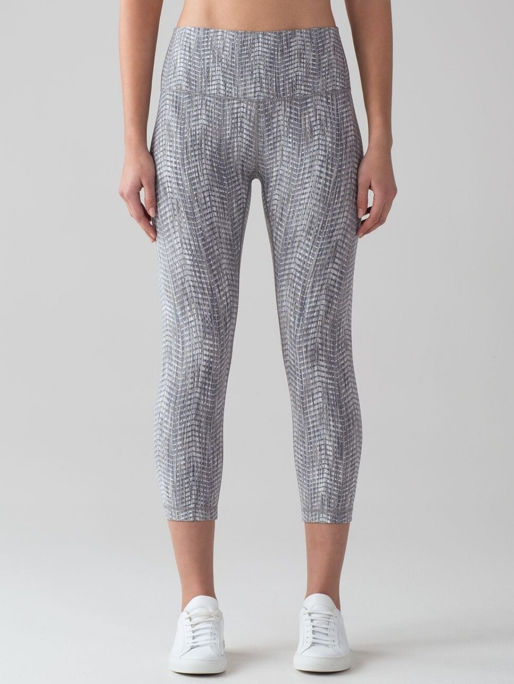 Lululemon Wunder Under Crop (Hi-Rise) *21" Luon Arrow Jacquard Battleship Silve